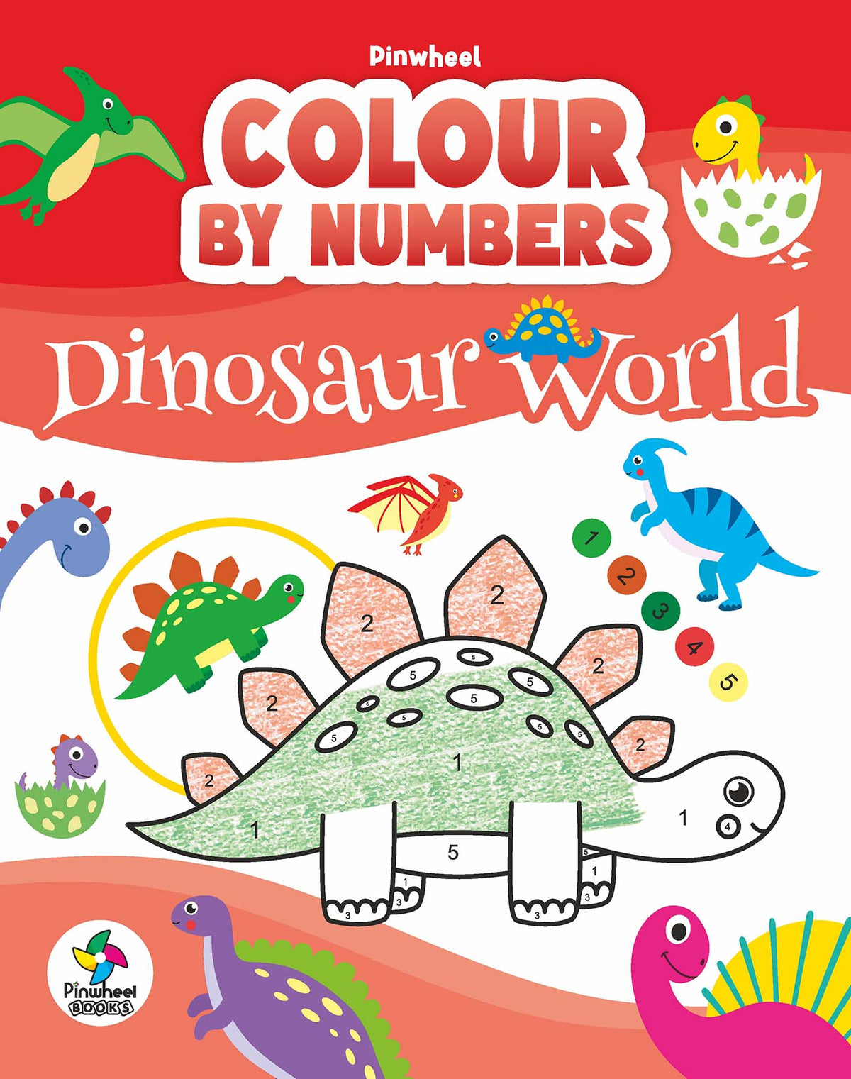 COLOUR BY NUMBERS DINOSAUR WORLD